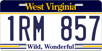 WV license plate 1RM857