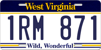 WV license plate 1RM871