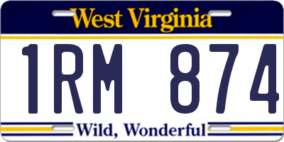 WV license plate 1RM874