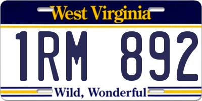 WV license plate 1RM892