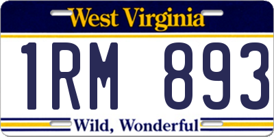 WV license plate 1RM893