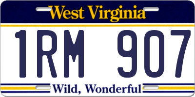 WV license plate 1RM907
