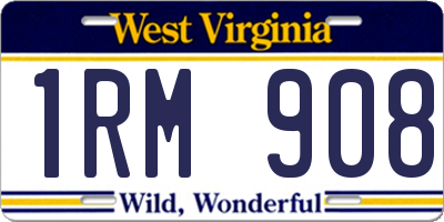 WV license plate 1RM908