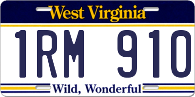 WV license plate 1RM910