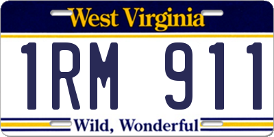 WV license plate 1RM911