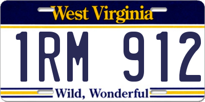 WV license plate 1RM912