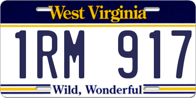 WV license plate 1RM917