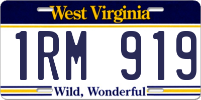 WV license plate 1RM919