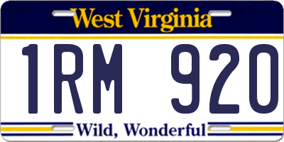 WV license plate 1RM920