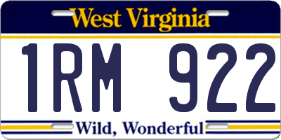 WV license plate 1RM922