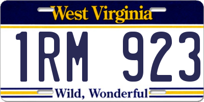 WV license plate 1RM923