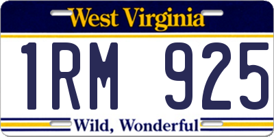 WV license plate 1RM925