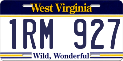WV license plate 1RM927