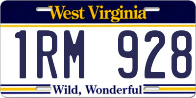 WV license plate 1RM928