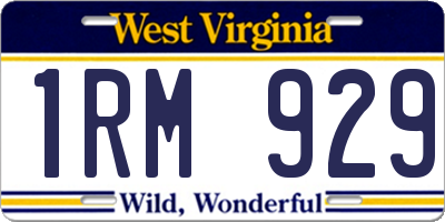 WV license plate 1RM929