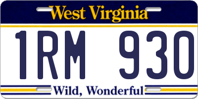 WV license plate 1RM930