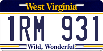 WV license plate 1RM931