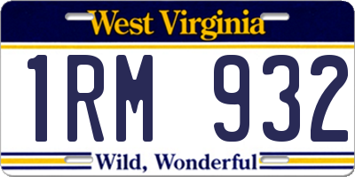WV license plate 1RM932