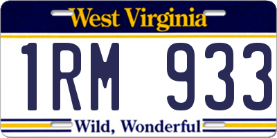 WV license plate 1RM933