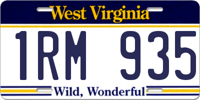 WV license plate 1RM935