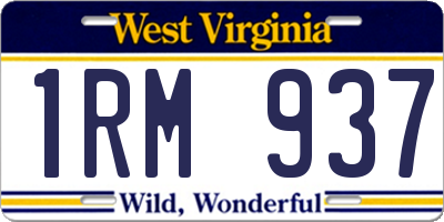 WV license plate 1RM937