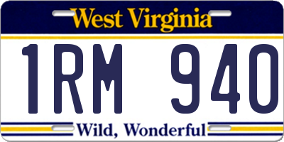 WV license plate 1RM940