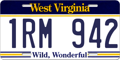WV license plate 1RM942