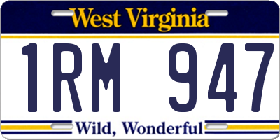 WV license plate 1RM947