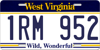 WV license plate 1RM952