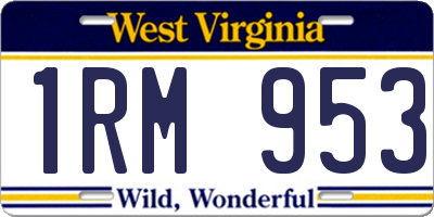 WV license plate 1RM953
