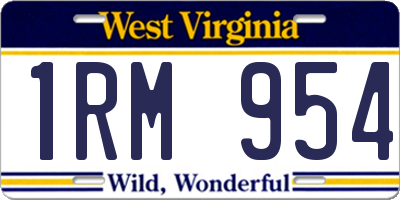 WV license plate 1RM954