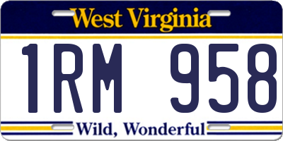 WV license plate 1RM958