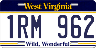 WV license plate 1RM962