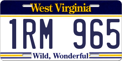 WV license plate 1RM965