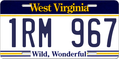 WV license plate 1RM967
