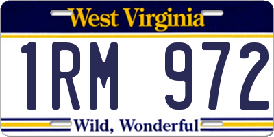 WV license plate 1RM972