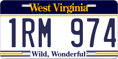 WV license plate 1RM974