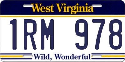 WV license plate 1RM978