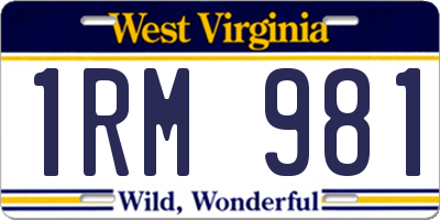 WV license plate 1RM981