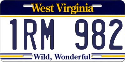 WV license plate 1RM982