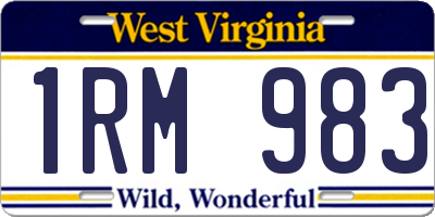 WV license plate 1RM983