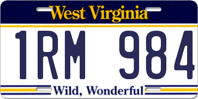 WV license plate 1RM984