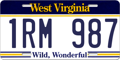 WV license plate 1RM987