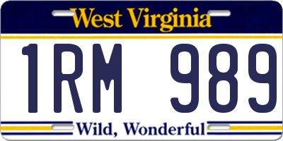 WV license plate 1RM989