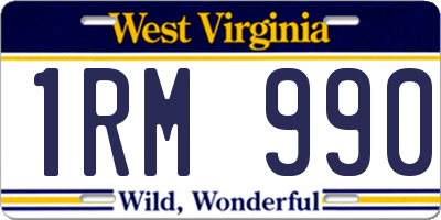 WV license plate 1RM990