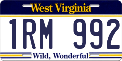 WV license plate 1RM992