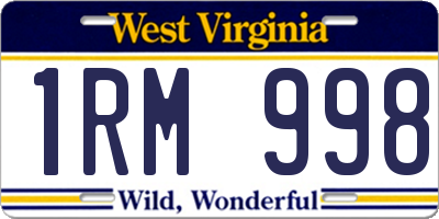 WV license plate 1RM998