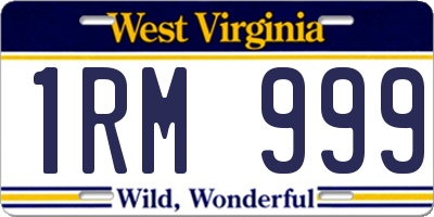 WV license plate 1RM999