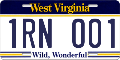 WV license plate 1RN001