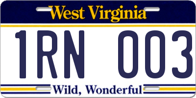 WV license plate 1RN003